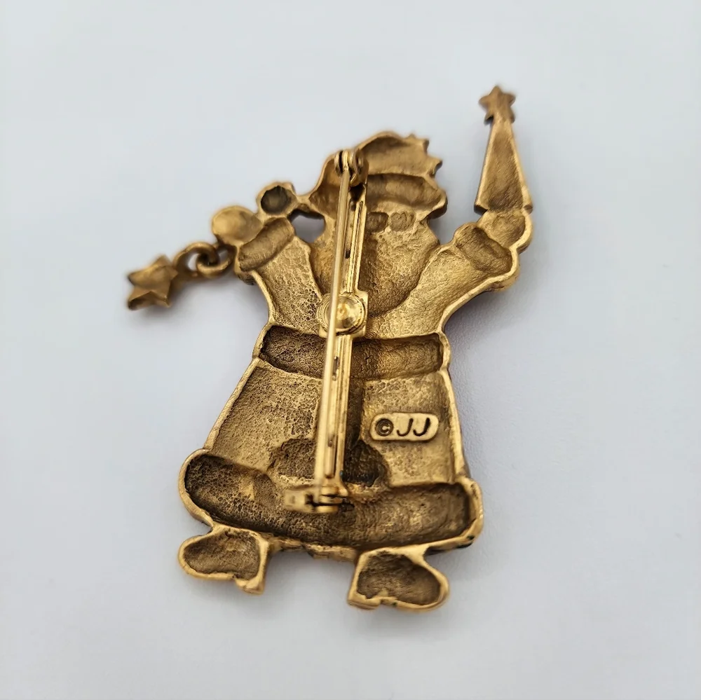 J.J. Festive Santa Claus Golden Brooch